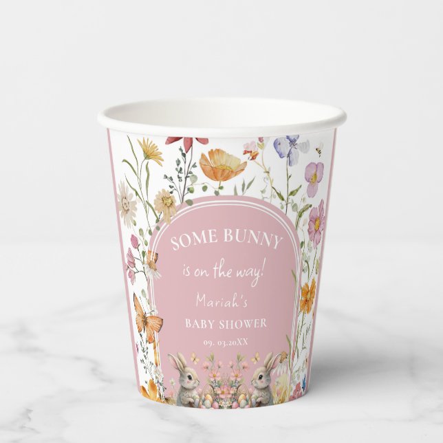 Einige Bunny Oaster Wildblume Kinderdusche Pappbecher (Rückseite)