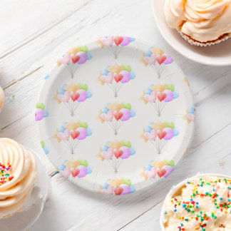 Einige Bunny Repeat Rainbow Ballon Bunch Pappteller