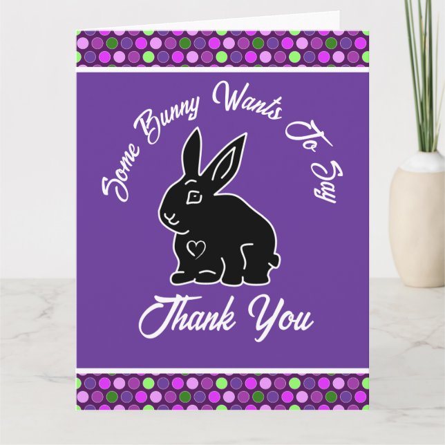 Einige Bunny Will, Ihnen zu danken Lilac Polka Dot Dankeskarte (Vorderseite)