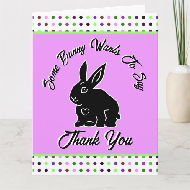 Einige Bunny Will, Ihnen zu danken Lilac Polka Dot Dankeskarte (Vorderseite)