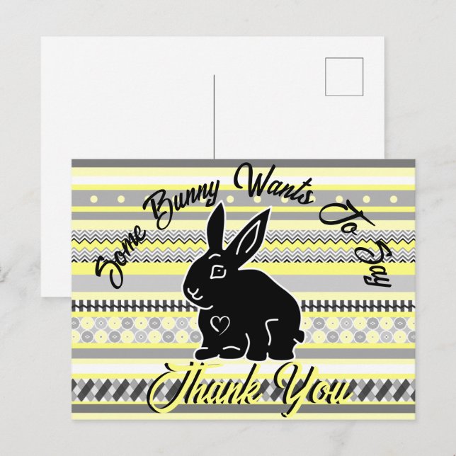 Einige Bunny Will zu sagen Dankeschön, Gelb und Gr Postkarte (Vorne/Hinten)