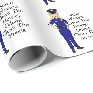 Einige Frauen säubern Polizei-Offizier-Spaß Geschenkpapier