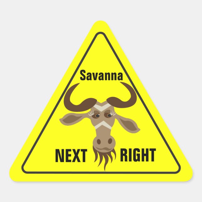 Einige Gnu Stuff_road sign_Savanna Weiter rechts Dreieckiger Aufkleber (Vorderseite)
