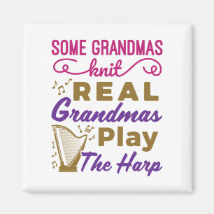 Einige Grandmas Strick Real Grandmas spielen Harfe Magnet