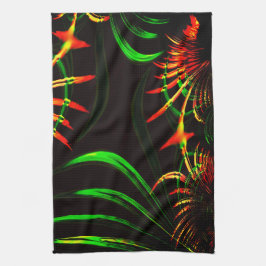 Einige Gras-Blätter und geschnitzte 'Blume-Blätter Geschirrtuch