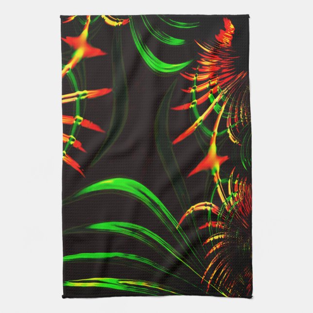 Einige Gras-Blätter und geschnitzte 'Blume-Blätter Geschirrtuch (Vertikal)