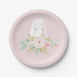 Einige Hase Geburtstag Teller floral und Rosa
