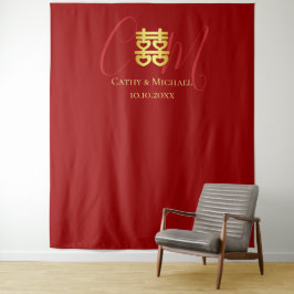 Einige Initialen roten chinesischen Foto Hintergru Wandteppich