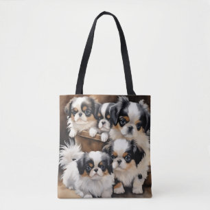 Einige schelmische kleine Japan-Chin-Welpen Tasche