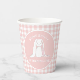 Einige Sonne ist One Pink Gingham Birthday Pappbecher