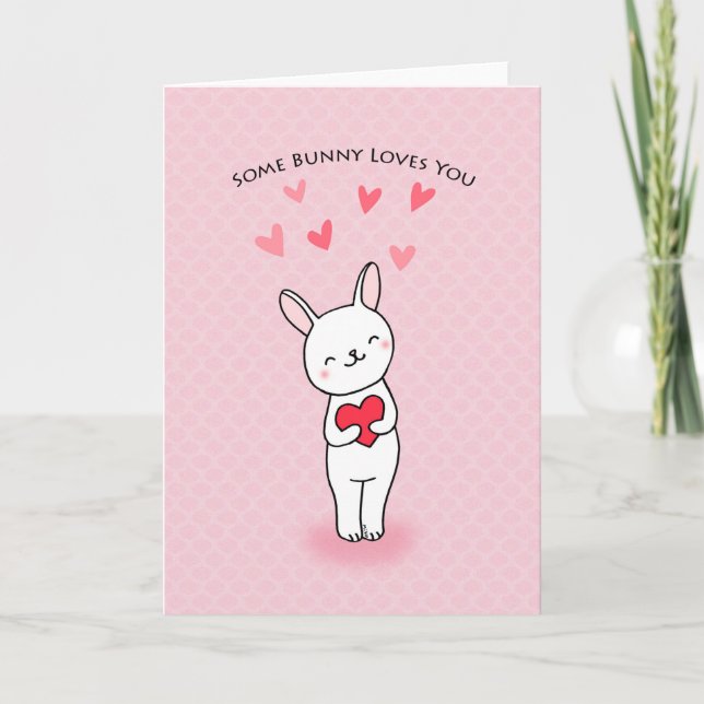 Einige sonnige Lieben Sie Niedliche Hasen-Liebe Karte (Vorderseite)
