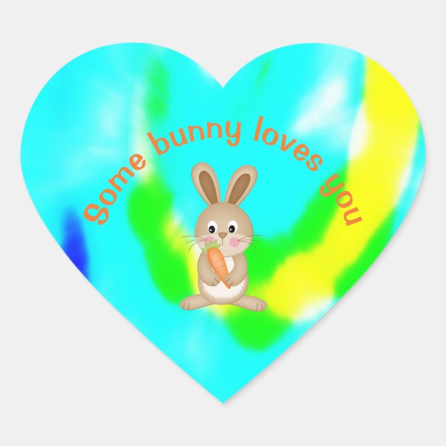 Einige sonnige Lieben Sie Osterhasen TieDye Herz-Aufkleber (Vorderseite)