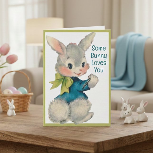 Einige sonnige Lieben Sie Vintag Retro Ostern Karte (Some Bunny Loves You Vintage Retro Easter Card)