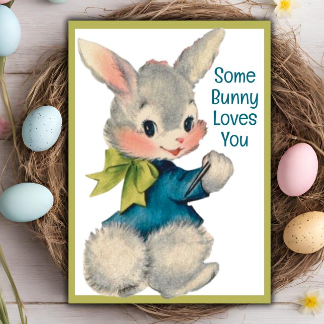 Einige sonnige Lieben Sie Vintag Retro Ostern Karte (Some Bunny Loves You Vintage Retro Easter Card)