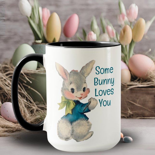 Einige sonnige Lieben Sie Vintage Kaninchen Ostern Tasse (Some Bunny Loves You Vintage Bunny Rabbit Easter Mug)