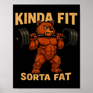 Einigermaßen Fit Etwas Fett Starker Cartoon-Bär Fi Poster