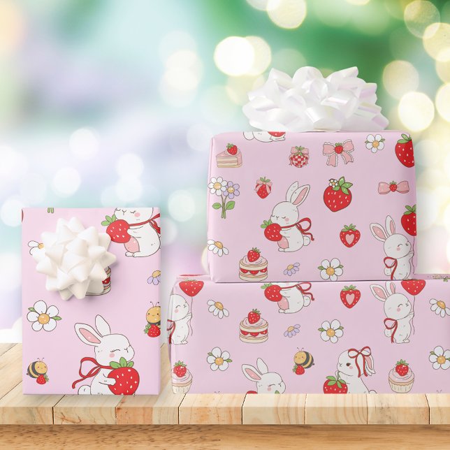 Einiges Häschen Geburtstag Rosa Geschenkpapier (Von Creator hochgeladen)
