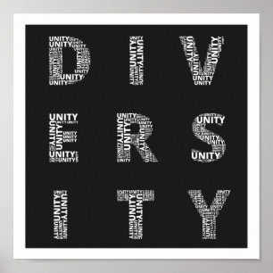 Einigkeit in Diversity-Schwarz-Weiß-Poster Poster