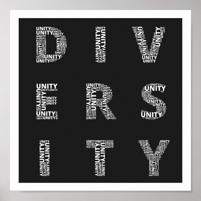 Einigkeit in Diversity-Schwarz-Weiß-Poster Poster (Vorne)