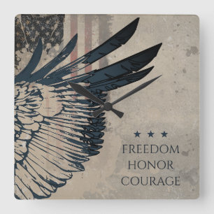 Einigkeit macht stark Grunge Patriotischer Adler K Quadratische Wanduhr