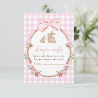 Einkartengesteck für Diaper-Raffle mit rosa Schlei Dankeskarte
