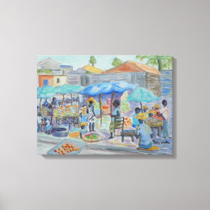 EINKAUF im HAITI-Leinwand-Druck Leinwanddruck