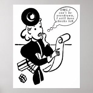 Einkauf Retro-Frau mit lustigem Finanzzitat Poster