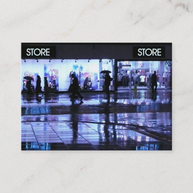 Einkäufe im Regen Visitenkarte (Vorderseite)