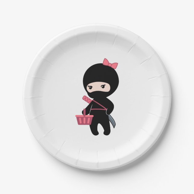 EinkaufenNinja Mädchen Pappteller (Vorderseite)