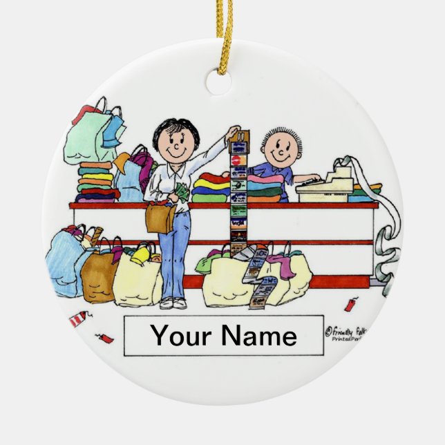 Einkäufer — Frauen Keramikornament (Vorne)