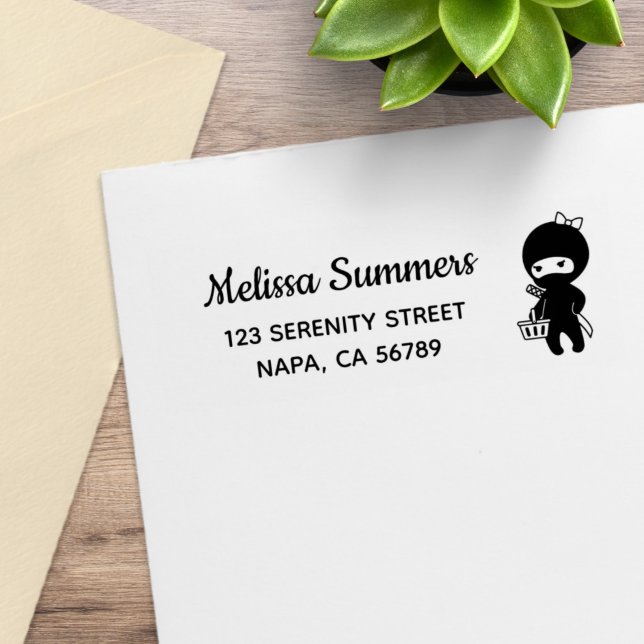 Einkaufs-Ninja-Mädchen-Rücksendeadresse Gummistempel (Von Creator hochgeladen)