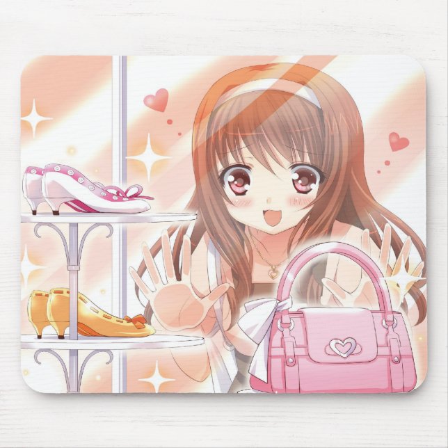 Einkaufsanime-Mädchen Mousepad (Vorne)