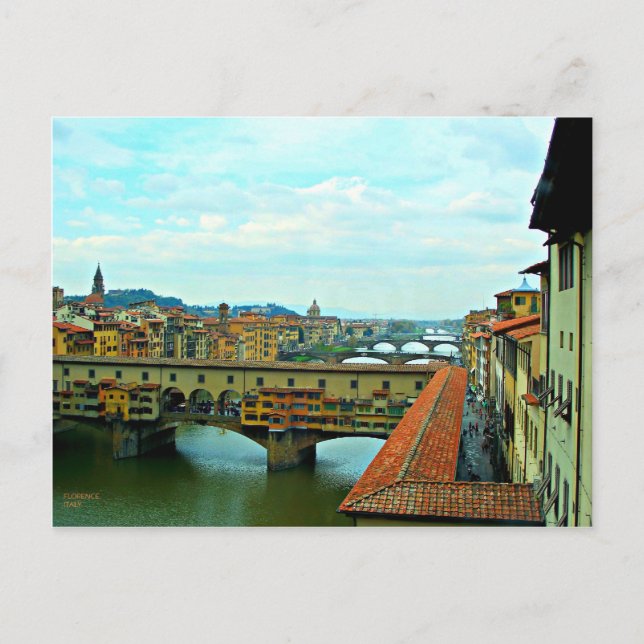 Einkaufsbrücke Florenz, Italien Postkarte (Vorderseite)
