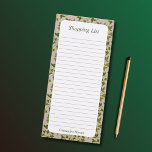 Einkaufsliste für Botanische Lebensmittel Magnetischer Notizblock<br><div class="desc">Dieses botanische Lebensmittelgeschäft Liste Magnetnotizpad hat Seiten ausgekleidet und ein grünes Blattmuster entlang der Grenze. Es kann mit einem Namen personalisiert werden, der als Hauswärmespende gegeben werden kann. Shopping List kann auch an eine andere Art von Liste angepasst werden, z. B. To Do List. Sie können bequem an Ihrer Kühlschrank-Tür...</div>