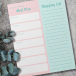 Einkaufsliste für personalisierte Mahlzeiten Rosa  Notizblock<br><div class="desc">Pastel Pink und Blue Notepad für Ihre wöchentlichen Speisen-Planung und Shopping-Listen. Allerdings ist die Vorlage für Sie Set, um die Überschriften zu bearbeiten, so zögern Sie bitte, Male-Plan und Einkaufsliste in Termine und To Do-List, zum Beispiel ändern. Das Notizblock wird auf jeder Seite gedruckt, sodass Sie Ihre Liste abreißen und...</div>