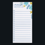 Einkaufsliste für tropische Blume Magnetischer Notizblock<br><div class="desc">Magnetische Einkaufsliste mit tropischen Blume in Türkis und Gelb. Fügen Sie Ihren Namen in einem hübschen Skript hinzu. In der Einkaufsliste finden Sie praktische Karo-Boxen.</div>