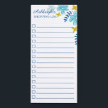 Einkaufsliste für tropische Blume Magnetischer Notizblock<br><div class="desc">Magnetische Einkaufsliste mit tropischen Blume in Türkis und Gelb. Fügen Sie Ihren Namen in einem hübschen Skript hinzu. In der Einkaufsliste finden Sie praktische Karo-Boxen.</div>