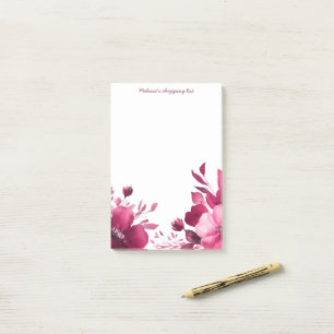 Einkaufsliste Pink Blooms CUSTOM Post-it Klebezettel