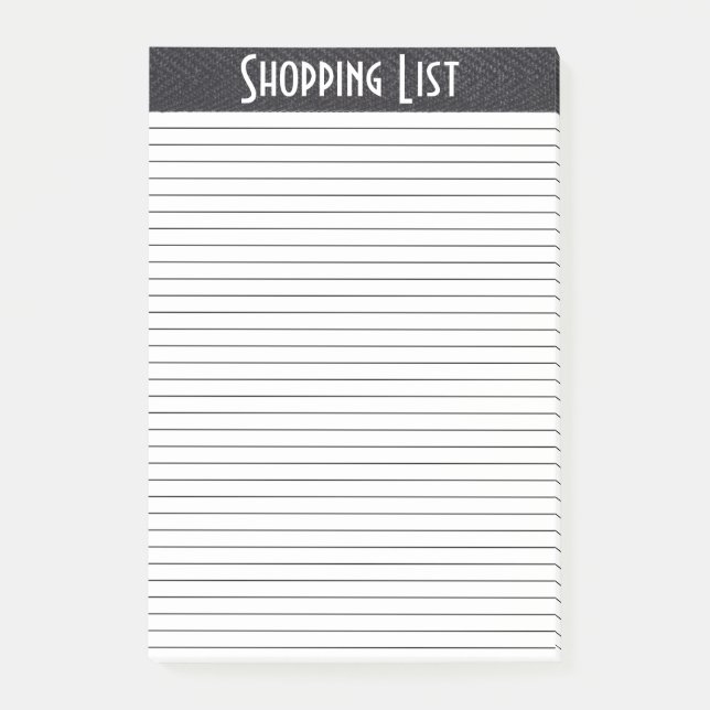 Einkaufsliste Schwarz & Weiß Post-it Klebezettel (Vorderseite)