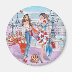 Einkaufsmädchen in Paris Magnet