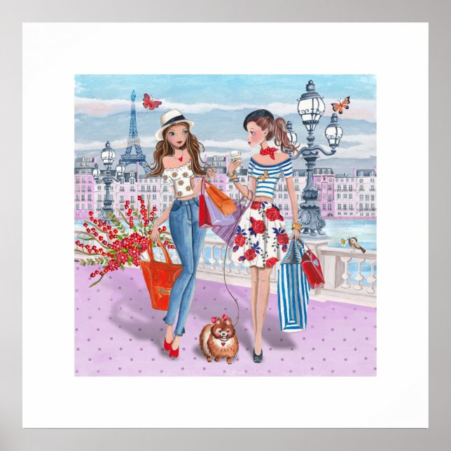 Einkaufsmädchen in Paris Poster (Vorne)