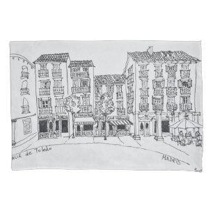 Einkaufsstraße Calle de Toledo, Madrid, Spanien Kissenbezug