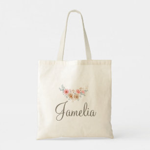 Einkaufstasche mit Blumenmotiv und individuellem R