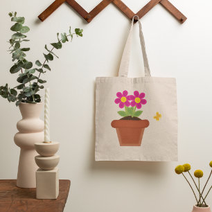 Einkaufstasche mit Blumentopf und Schmetterling