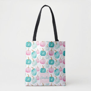 Einkaufstasche mit individuellem Aquarell-Kürbismu Tasche