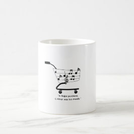 Einkaufswagen-Tasse mit Noten, lustig, Humor Kaffeetasse