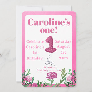 Einkaufszettel für den ersten Geburtstag mit einer Einladung