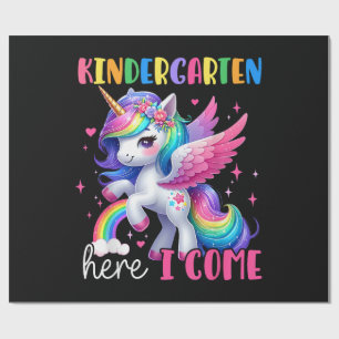 Einkindergarten Ich komme Einhorn Zurück zur Schul Geschenkpapier