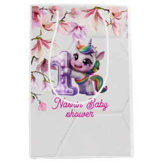 Einkladung zur Babyparty mit Einhorn Mittlere Geschenktüte