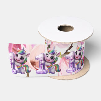 Einkladung zur Babyparty mit Einhorn Satinband